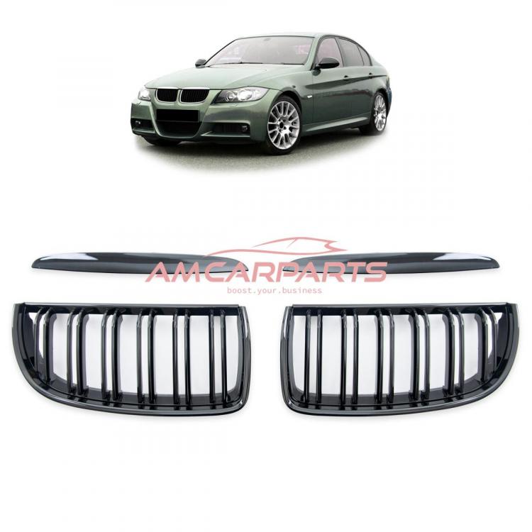 Upgrade Design Kühlergrill / Sportgrill passend für BMW 3er E90 / E91 05-08 Hochglanz schwarz