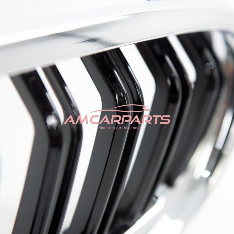 Preview: Upgrade Design Kühlergrill / Sportgrill passend für BMW 3er E90 / E91 Facelift 08-11 Hochglanz schwarz / chrom