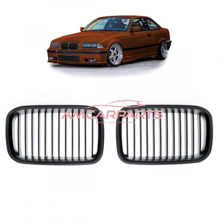 Upgrade Design Kühlergrill / Sportgrill passend für BMW 3er E36 Vor-Facelift 91-96 Matt schwarz