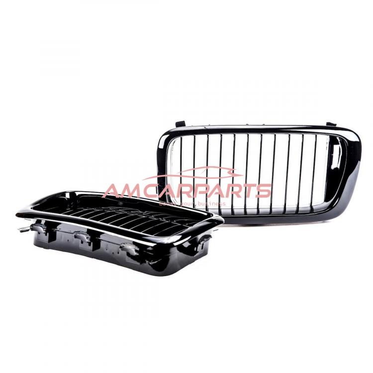 Preview: Upgrade Design Kühlergrill / Sportgrill passend für BMW 7er E38 Vor-Facelift 94-99 Hochglanz schwarz