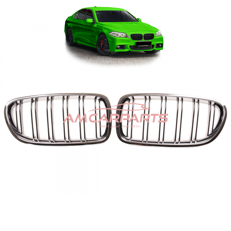 Upgrade Design Kühlergrill / Sportgrill passend für BMW 5er F10 / F11 10-18 Hochglanz schwarz / chrom