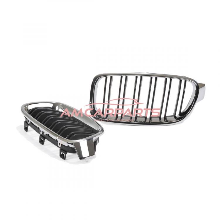 Preview: Upgrade Design Kühlergrill / Sportgrill passend für BMW 3er F30 / F31 11-19 Matt schwarz / chrom