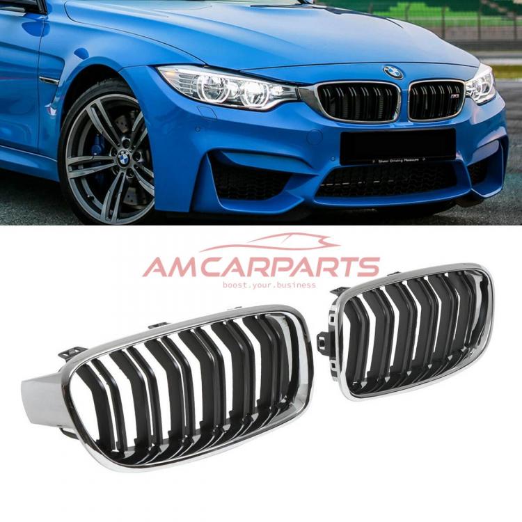 Upgrade Design Kühlergrill / Sportgrill passend für BMW 3er F30 / F31 11-19 Matt schwarz / chrom