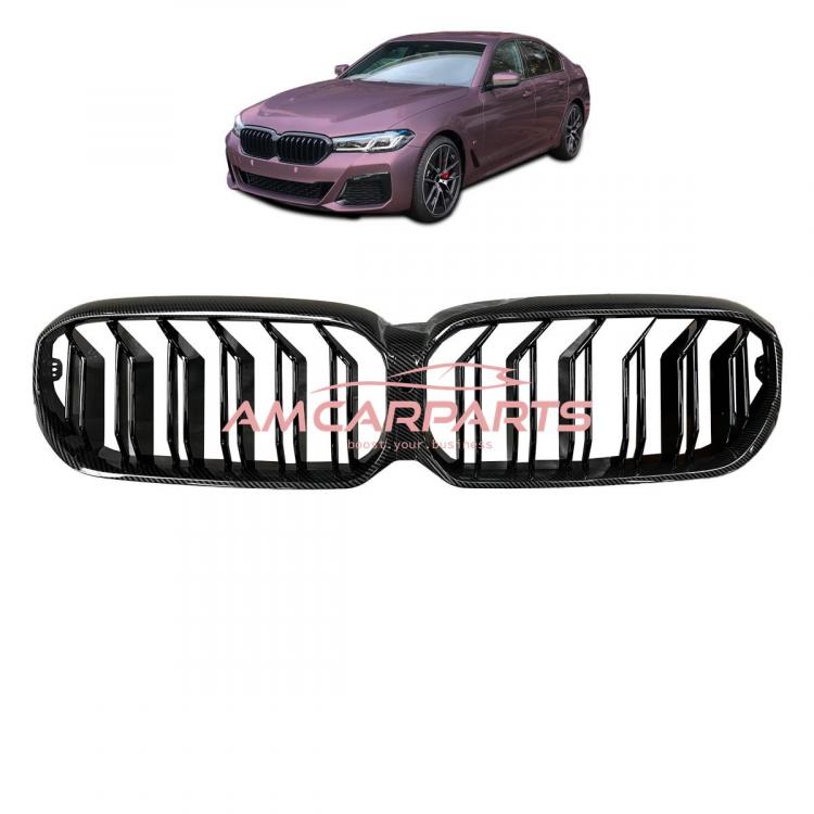Upgrade Design Kühlergrill / Sportgrill passend für BMW 5er G30, F90 / G31 Facelift 20+ Carbon-Optik / Hochglanz schwarz