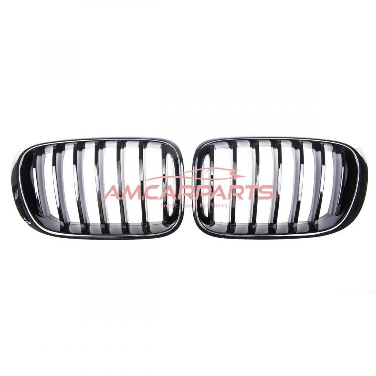 Upgrade Design Kühlergrill / Sportgrill passend für BMW X3 F25 / X4 F26 Facelift 14-17 Hochglanz schwarz