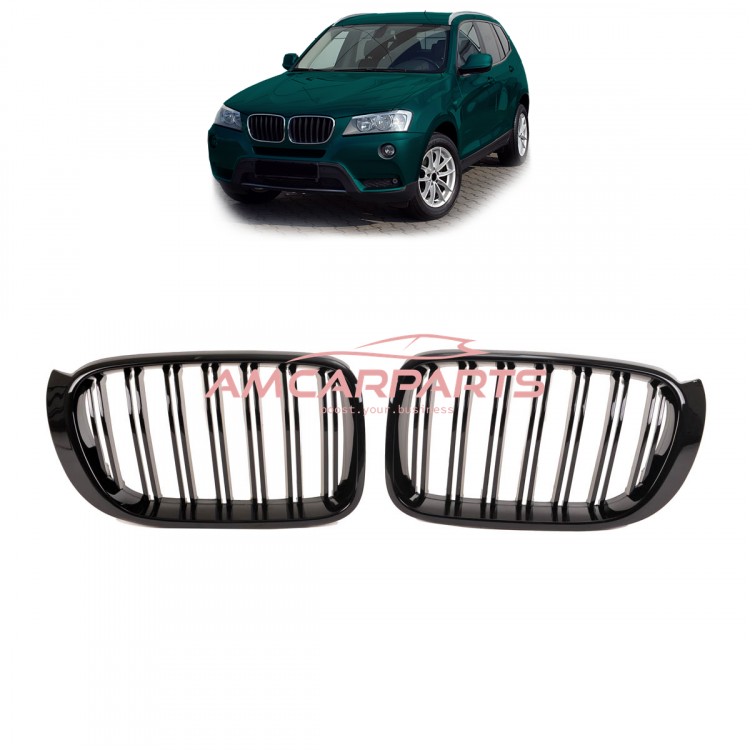 Upgrade Design Kühlergrill / Sportgrill passend für BMW X3 F25 / X4 F26 Facelift 14-17 Hochglanz schwarz