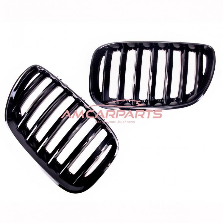 Upgrade Design Kühlergrill / Sportgrill passend für BMW X5 E53 Facelift 03-06 Hochglanz schwarz