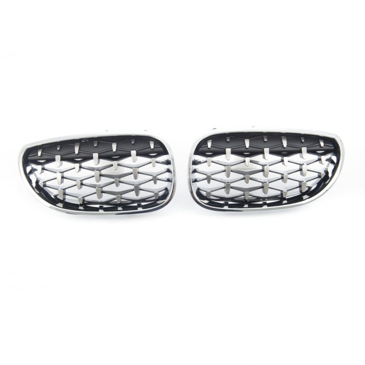Upgrade "Teardrop" Design Sportgrill Frontnieren für BMW 5er E60 / E61 03-10 Matt schwarz / Silber