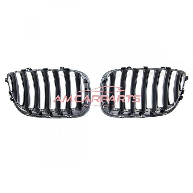 Preview: Upgrade Design Kühlergrill / Sportgrill passend für BMW X5 E53 Facelift 03-07 Matt schwarz