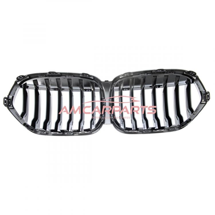 Upgrade Design Kühlergrill / Sportgrill passend für BMW X1 F48 Facelift 19-22 Carbon-Optik / Hochglanz schwarz