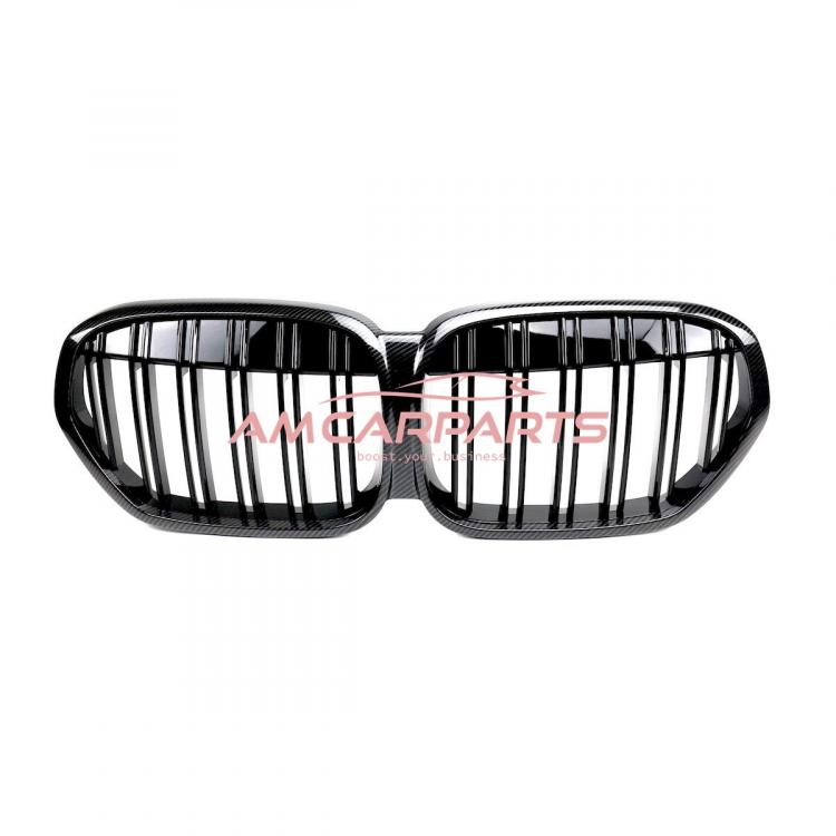 Upgrade Design Kühlergrill / Sportgrill passend für BMW X1 F48 Facelift 19-22 Carbon-Optik / Hochglanz schwarz