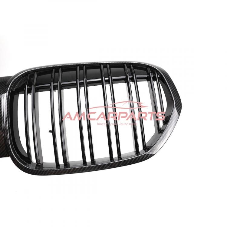 Upgrade Design Kühlergrill / Sportgrill passend für BMW X1 F48 Facelift 19-22 Carbon-Optik / Hochglanz schwarz