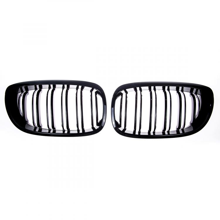 Upgrade Design Kühlergrill / Sportgrill passend für BMW 3er E46 Facelift Coupe/Cabrio 03-06 Hochglanz schwarz