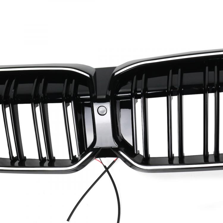 Preview: LED-Doppellamellen-Kühlergrill in Schwarz glänzend passend für BMW 3er G20 LCI 2023 +