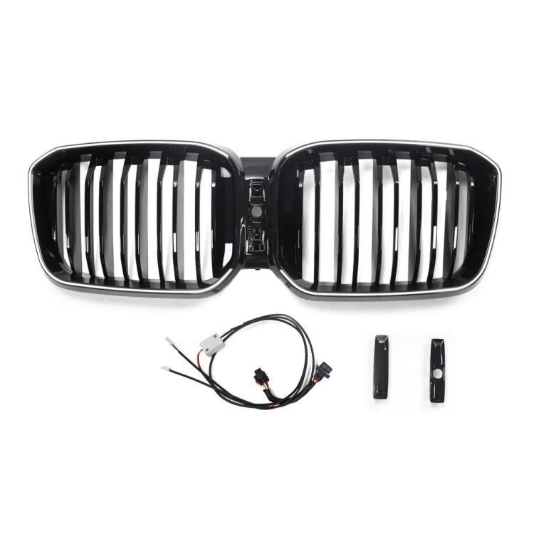 LumiFire Upgrade LED-Doppellamellen-Grill in Schwarz glänzend passend für BMW X3 Serie G01 LCI 2021 +