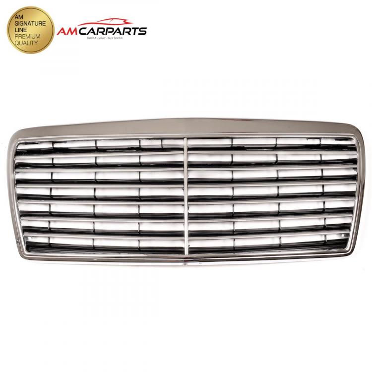 Preview: Upgrade Design Kühlergrill / Sportgrill passend für Mercedes Benz E-Klasse W124 / S124 / A124 / C124 Facelift 93-95 Hochglanz schwarz / chrom