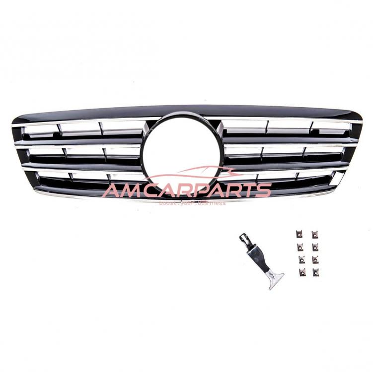 Upgrade Design Kühlergrill / Sportgrill passend für Mercedes Benz C-Klasse W203 / S203 00-07 Hochglanz schwarz / chrom