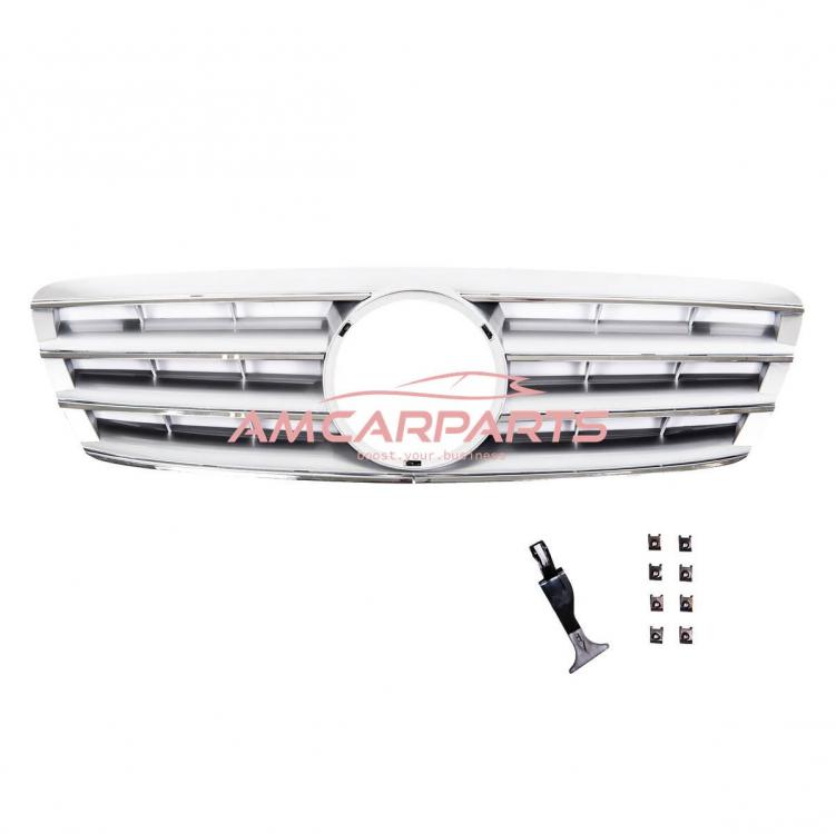 Upgrade Design Kühlergrill / Sportgrill passend für Mercedes Benz C-Klasse W203 / S203 00-07 Hochglanz silber / chrom