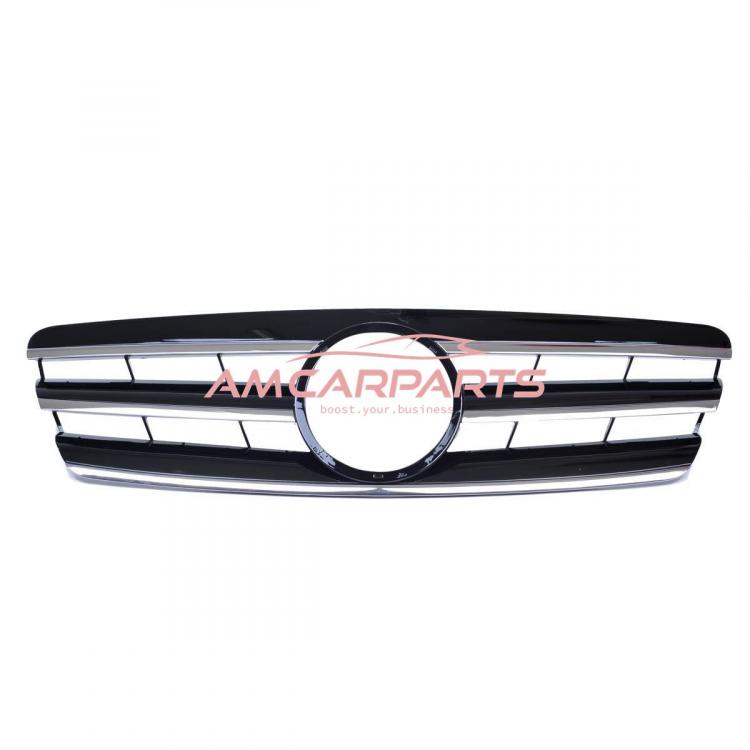 Preview: Upgrade Design Kühlergrill / Sportgrill passend für Mercedes Benz C-Klasse W203 / S203 00-07 Hochglanz schwarz / chrom