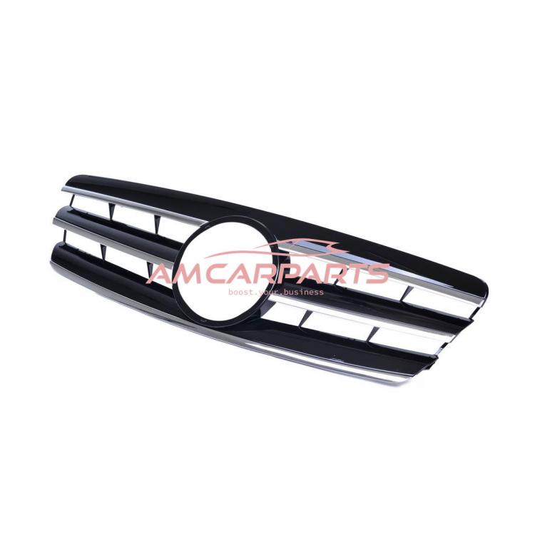 Preview: Upgrade Design Kühlergrill / Sportgrill passend für Mercedes Benz C-Klasse W203 / S203 00-07 Hochglanz schwarz / chrom