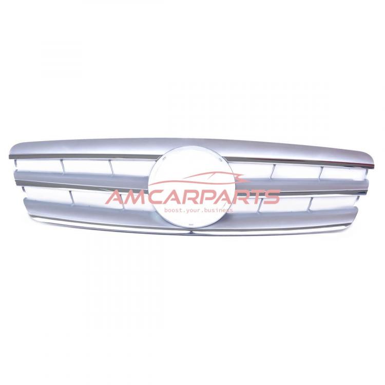 Preview: Upgrade Design Kühlergrill / Sportgrill passend für Mercedes Benz C-Klasse W203 / S203 00-07 Matt silber / chrom