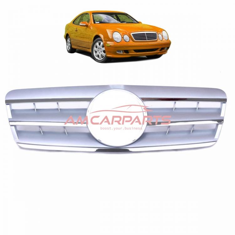 Upgrade Design Kühlergrill / Sportgrill für Mercedes Benz CLK W208 / C208 97-02 Hochglanz silber / chrom