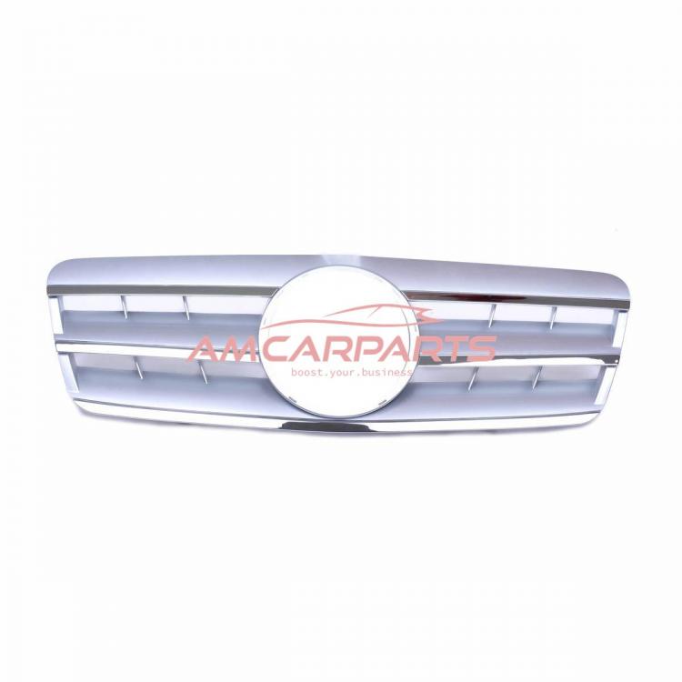 Preview: Upgrade Design Kühlergrill / Sportgrill für Mercedes Benz CLK W208 / C208 97-02 Hochglanz silber / chrom