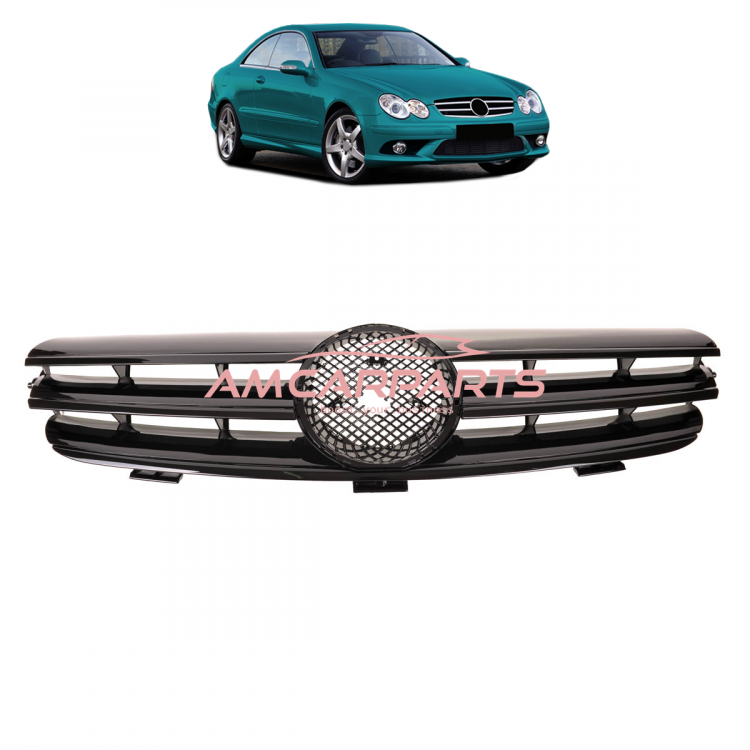 Upgrade Design Kühlergrill / Sportgrill passend für Mercedes Benz CLK W209 / C209 02-09 Hochglanz schwarz