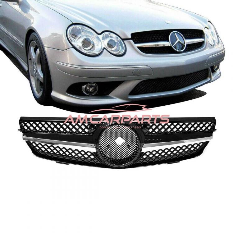 Upgrade Design Kühlergrill / Sportgrill für Mercedes Benz CLK W209 / C209 02-09 Hochglanz schwarz / chrom