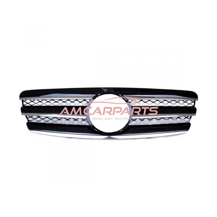 Preview: Upgrade Design Kühlergrill / Sportgrill für Mercedes Benz E-Klasse W211 / S211 Vor-Facelift 02-06 Hochglanz schwarz / chrom