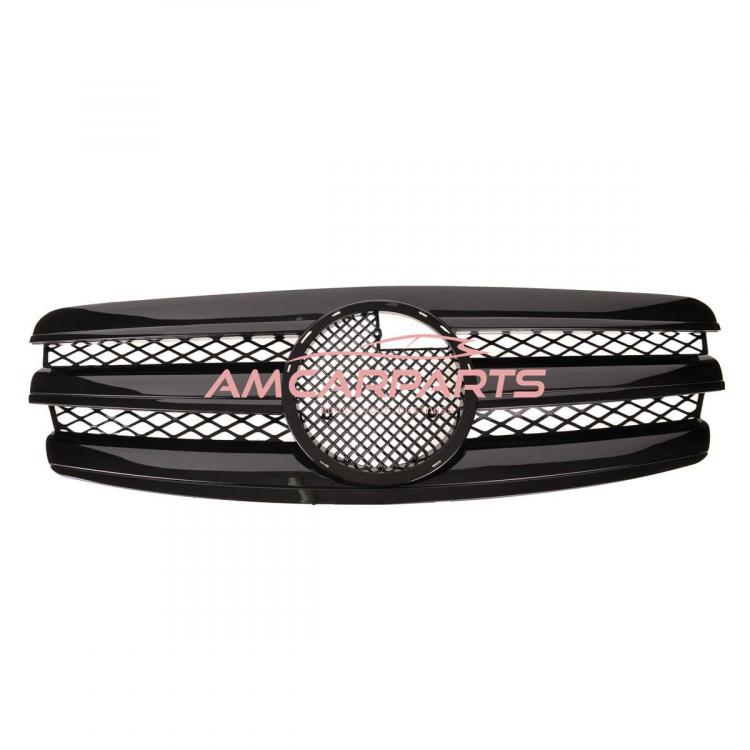 Preview: Upgrade Design Kühlergrill / Sportgrill für Mercedes Benz E-Klasse W211 / S211 Vor-Facelift 02-06 Hochglanz schwarz