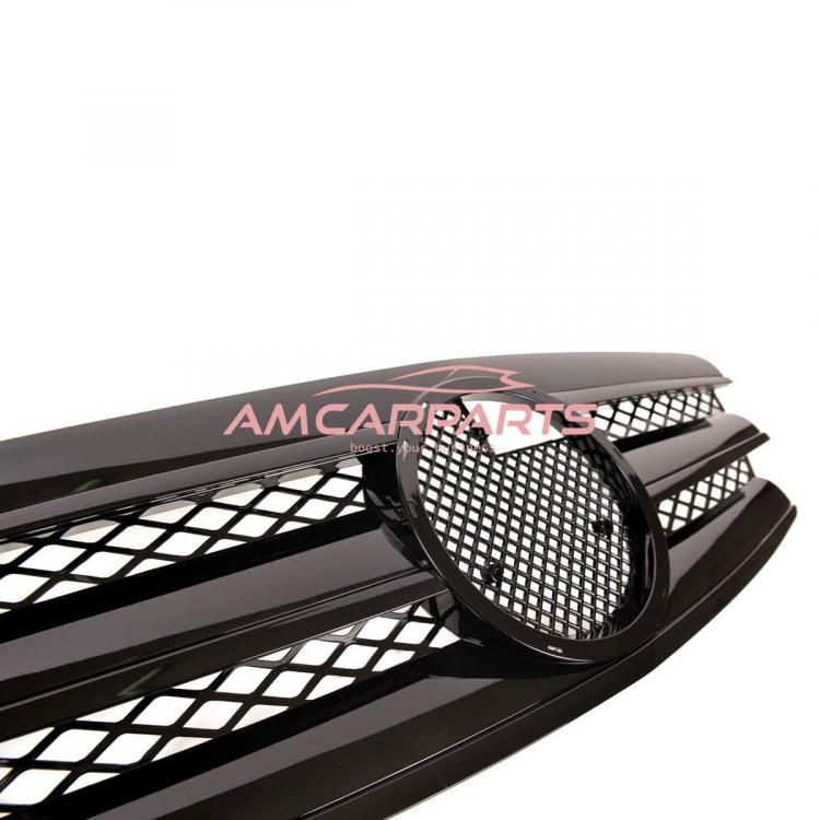 Preview: Upgrade Design Kühlergrill / Sportgrill für Mercedes Benz E-Klasse W211 / S211 Vor-Facelift 02-06 Hochglanz schwarz