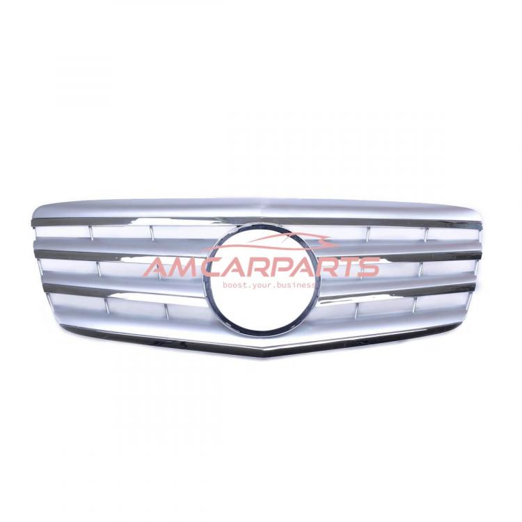 Preview: Upgrade Design Kühlergrill / Sportgrill für Mercedes Benz E-Klasse W211 / S211 Facelift 06-09 Matt silber / chrom