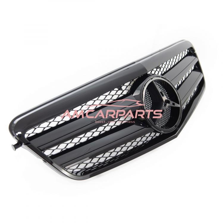 Preview: Upgrade Design Kühlergrill / Sportgrill für Mercedes Benz E-Klasse W212 / S212 Vor-Facelift 09-13 Hochglanz schwarz