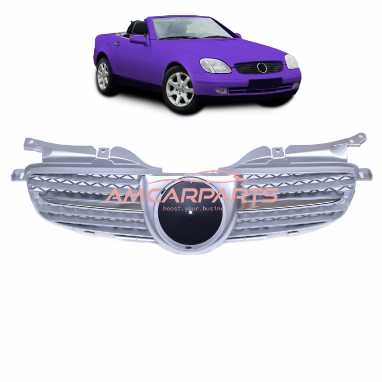 Upgrade Design Kühlergrill / Sportgrill passend für Mercedes Benz SLK R170 96-04 Matt silber / chrom