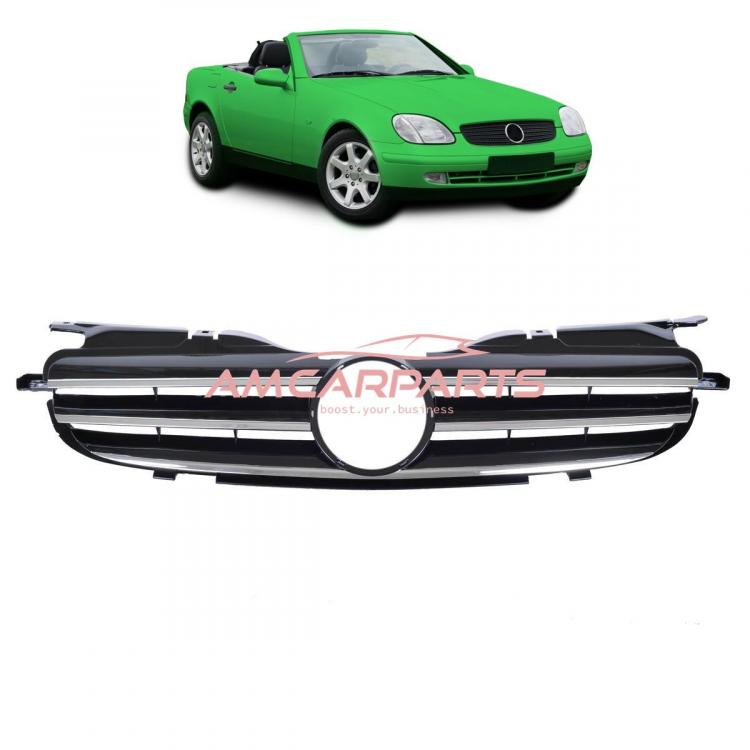 Upgrade Design Kühlergrill / Sportgrill passend für Mercedes Benz SLK R170 96-04 Hochglanz schwarz / chrom