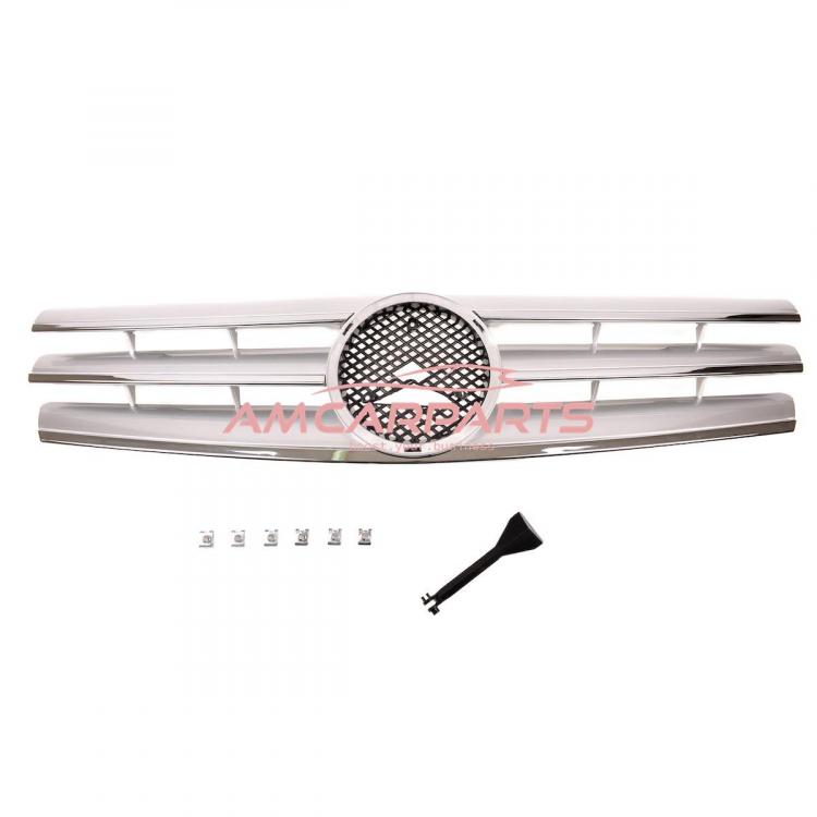 Preview: Upgrade Design Kühlergrill / Sportgrill passend für Mercedes Benz SL R129 89-01 Matt silber / chrom