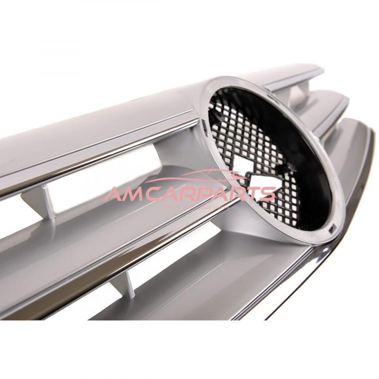 Preview: Upgrade Design Kühlergrill / Sportgrill passend für Mercedes Benz SL R129 89-01 Matt silber / chrom
