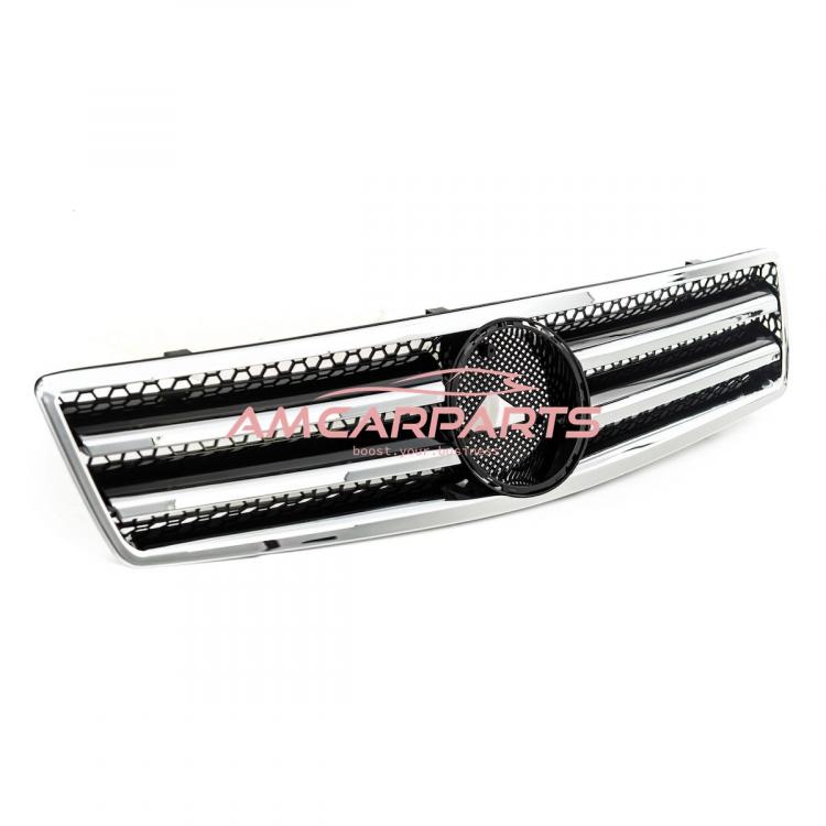Upgrade Design Kühlergrill / Sportgrill passend für Mercedes Benz SL R129 89-01 Hochglanz schwarz / chrom