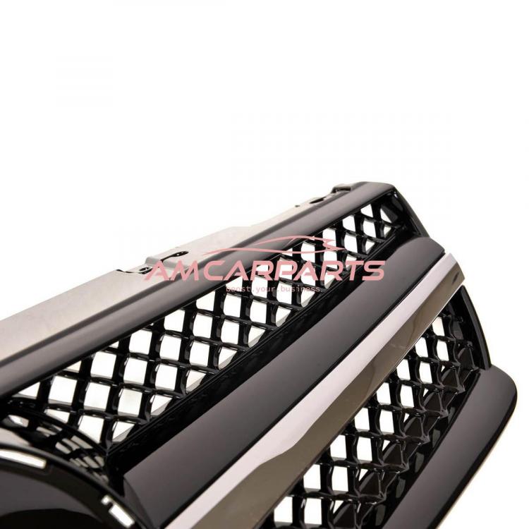 Preview: Upgrade Design Kühlergrill / Sportgrill für Mercedes SL (R230) Vor-Facelift 01-06 Hochglanz schwarz / chrom