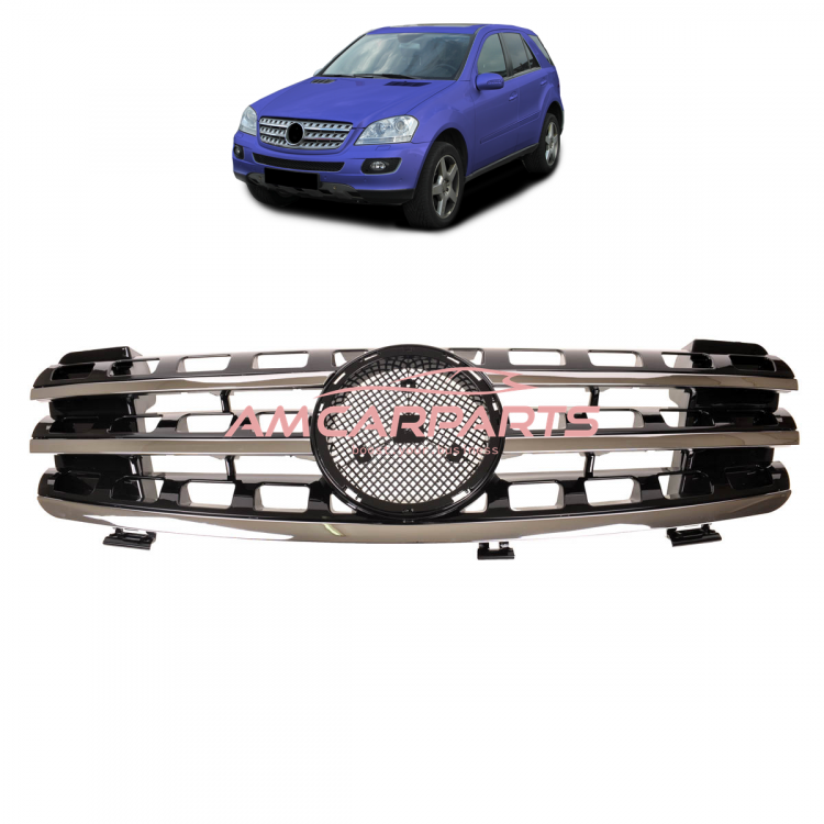 Upgrade Design Kühlergrill / Sportgrill für Mercedes ML-Klasse / M-Klasse W164 Vor-Facelift 05-08 Hochglanz schwarz / chrom
