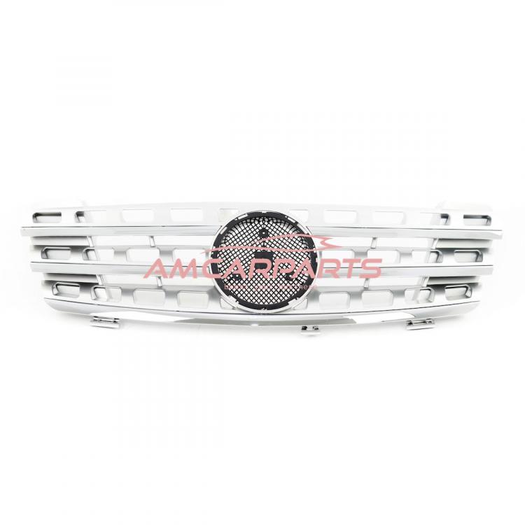 Preview: Upgrade Design Kühlergrill / Sportgrill für Mercedes ML-Klasse / M-Klasse W164 Vor-Facelift 05-08 Matt silber / chrom