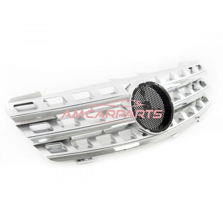 Preview: Upgrade Design Kühlergrill / Sportgrill für Mercedes ML-Klasse / M-Klasse W164 Vor-Facelift 05-08 Matt silber / chrom