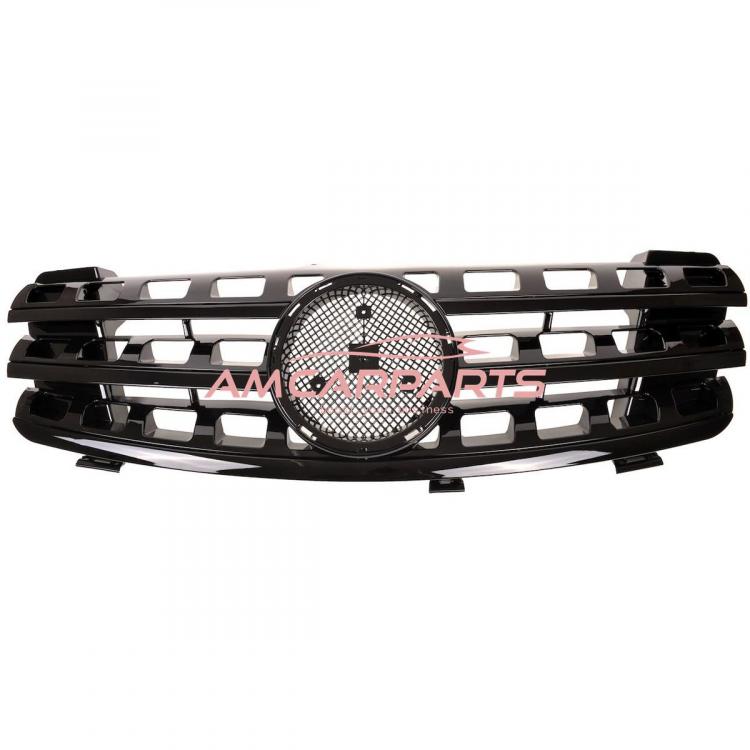 Preview: Upgrade Design Kühlergrill / Sportgrill für Mercedes ML-Klasse / M-Klasse W164 Vor-Facelift 05-08 Hochglanz schwarz