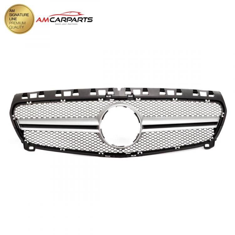 Preview: Upgrade Design Kühlergrill / Sportgrill passend für Mercedes Benz A-Klasse W176 12-15 Matt schwarz / Matt silber