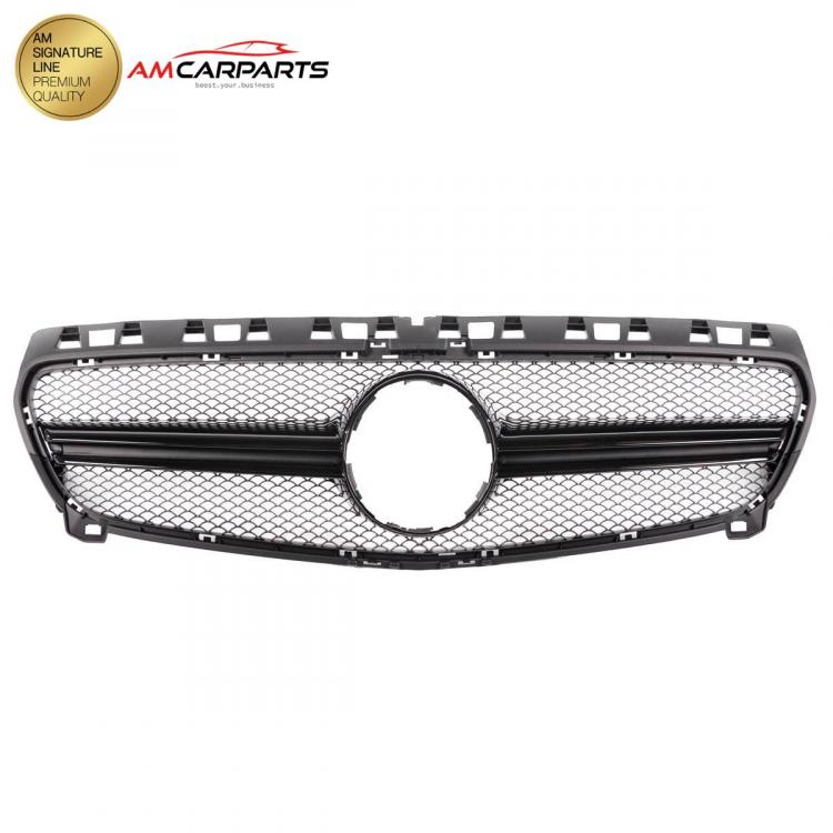 Preview: Upgrade Design Kühlergrill / Sportgrill passend für Mercedes Benz A-Klasse W176 12-15 Matt schwarz / Hochglanz schwarz