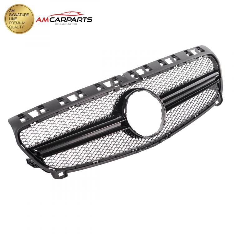 Preview: Upgrade Design Kühlergrill / Sportgrill passend für Mercedes Benz A-Klasse W176 12-15 Matt schwarz / Hochglanz schwarz
