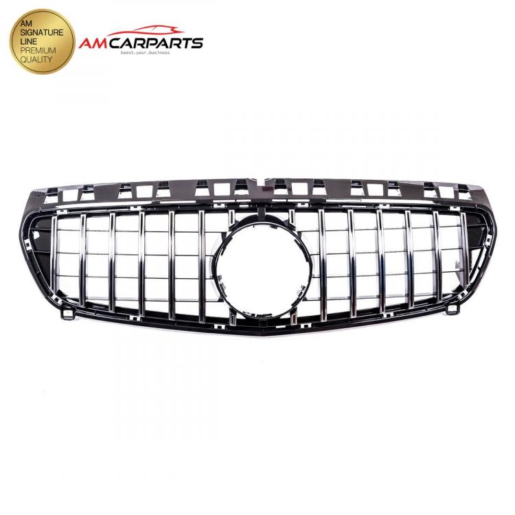 Upgrade Design Kühlergrill / Sportgrill passend für Mercedes Benz A-Klasse W176 Vor-Facelift 12-15 Hochglanz schwarz / chrom