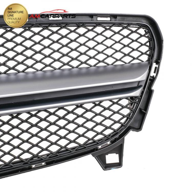 Upgrade Design Kühlergrill / Sportgrill passend für Mercedes Benz A-Klasse W176 Facelift 15-18 Matt schwarz / Matt silber