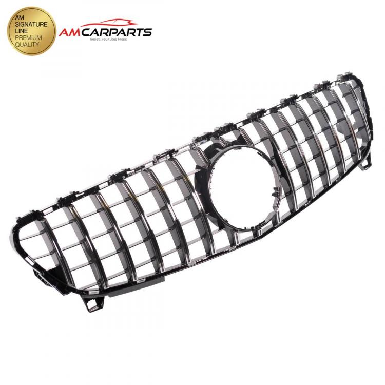 Upgrade Design Kühlergrill / Sportgrill passend für Mercedes Benz A-Klasse W176 Facelift 15-18 Hochglanz schwarz / chrom